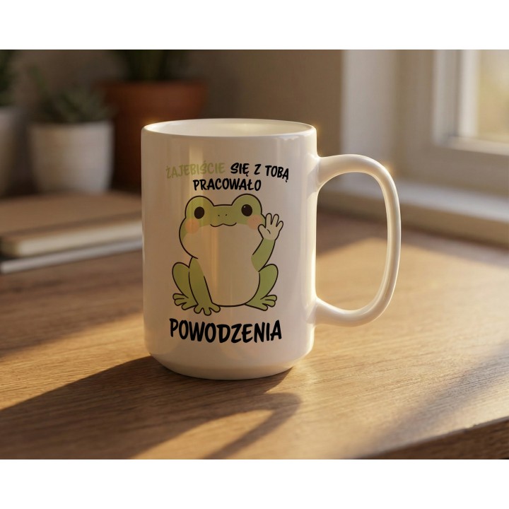 Kubek Żajebiście się z Tobą pracowało – prezent pożegnalny z żabką kawaii | Dla kolegi koleżanki z pracy