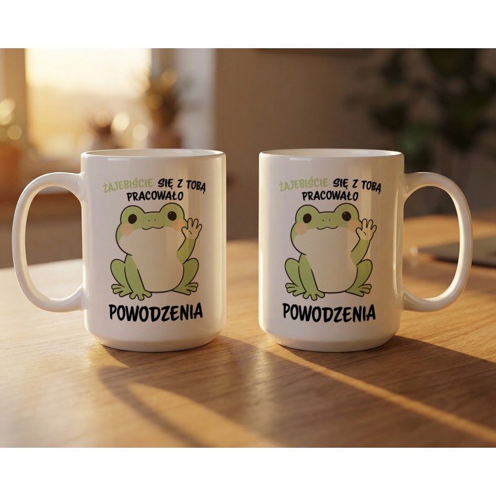 Kubek Żajebiście się z Tobą pracowało – prezent pożegnalny z żabką kawaii | Dla kolegi koleżanki z pracy