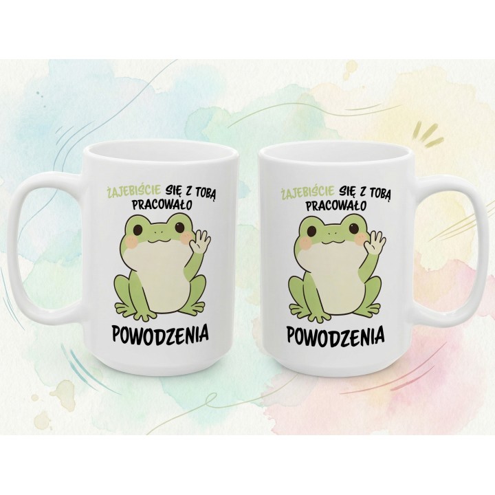 Kubek Żajebiście się z Tobą pracowało – prezent pożegnalny z żabką kawaii | Dla kolegi koleżanki z pracy