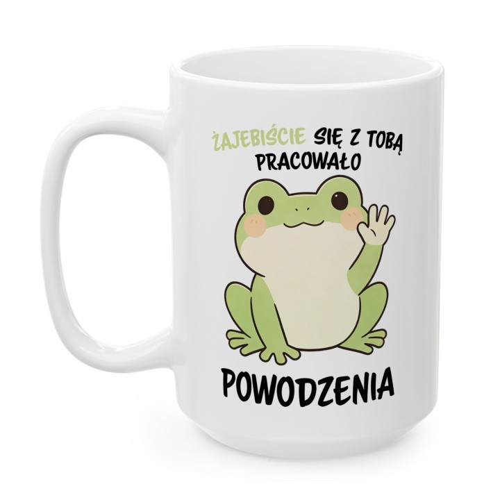 Kubek Żajebiście się z Tobą pracowało – prezent pożegnalny z żabką kawaii | Dla kolegi koleżanki z pracy