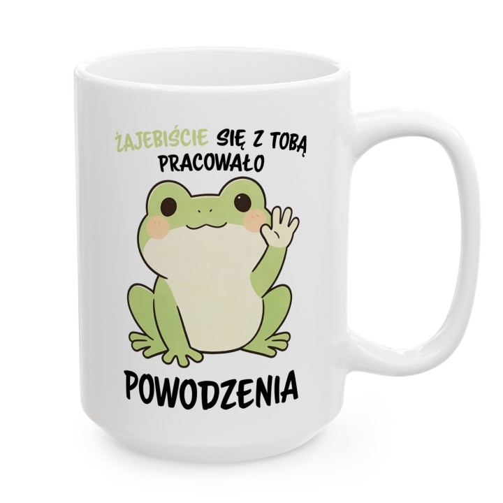 Kubek Żajebiście się z Tobą pracowało – prezent pożegnalny z żabką kawaii | Dla kolegi koleżanki z pracy