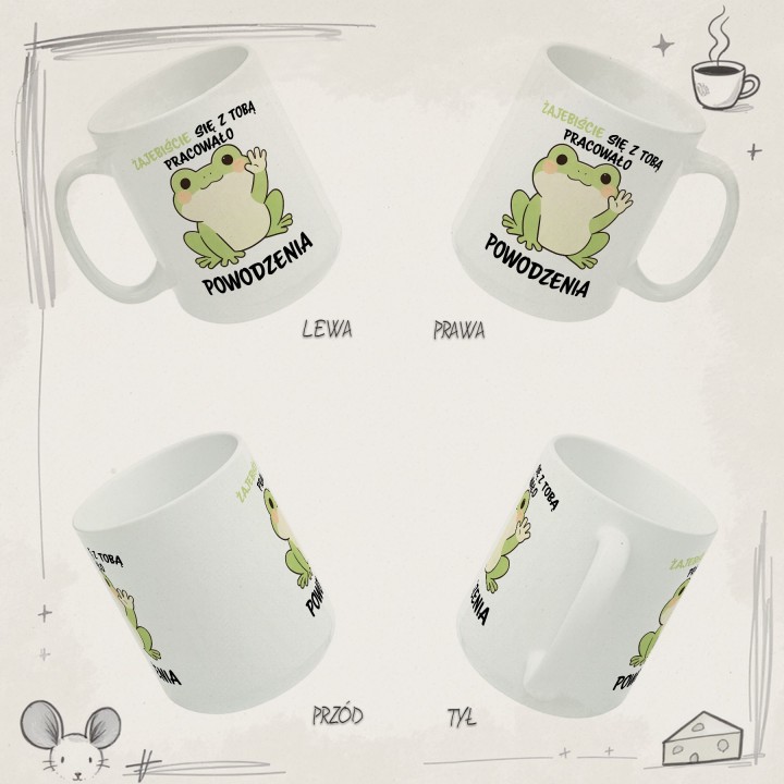 Kubek Żajebiście się z Tobą pracowało – prezent pożegnalny z żabką kawaii | Dla kolegi koleżanki z pracy