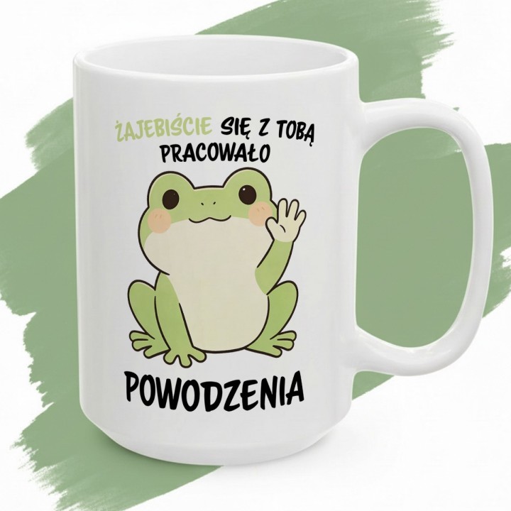 Kubek Żajebiście się z Tobą pracowało – prezent pożegnalny z żabką kawaii | Dla kolegi koleżanki z pracy