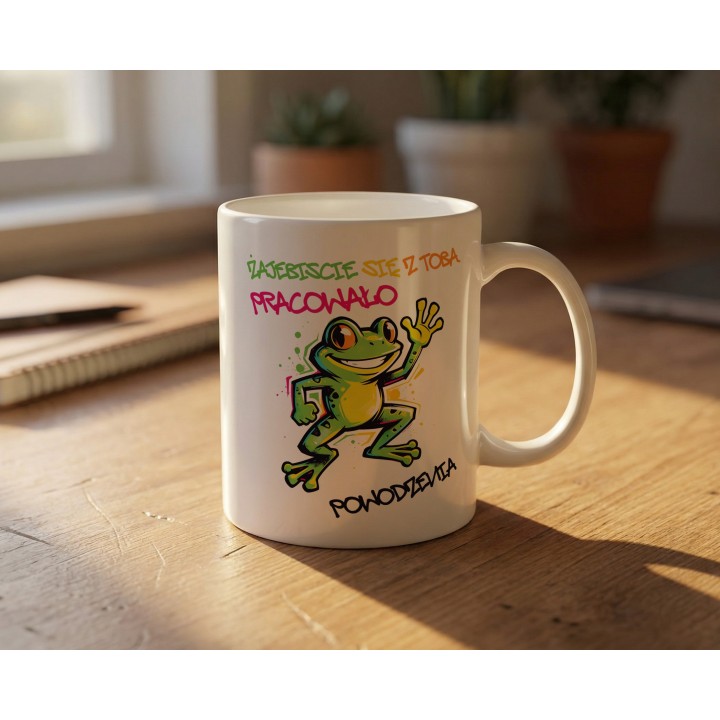 Kubek z nadrukiem „Zajebiście się z Tobą pracowało” – prezent na odejście z pracy