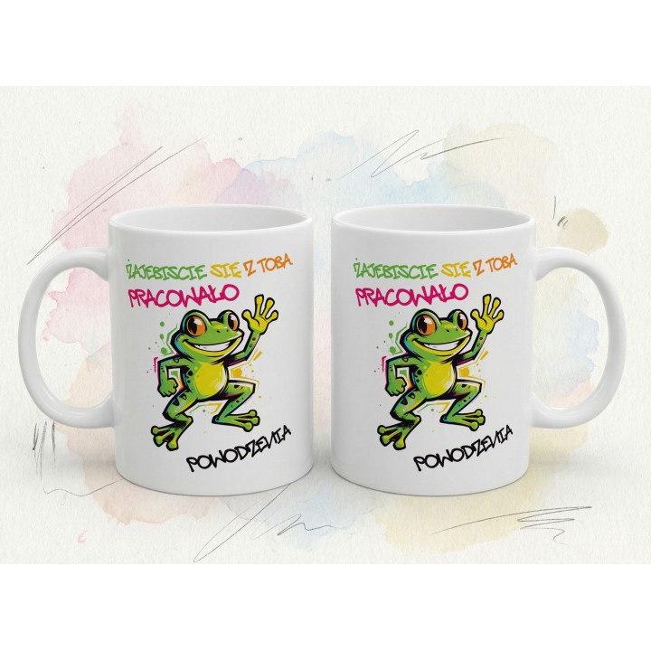 Kubek z nadrukiem „Zajebiście się z Tobą pracowało” – prezent na odejście z pracy