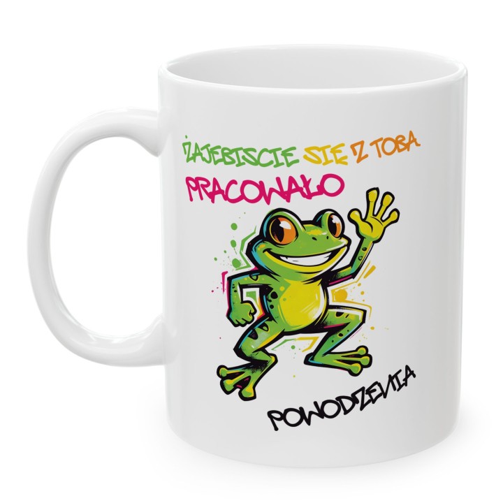 Kubek z nadrukiem „Zajebiście się z Tobą pracowało” – prezent na odejście z pracy