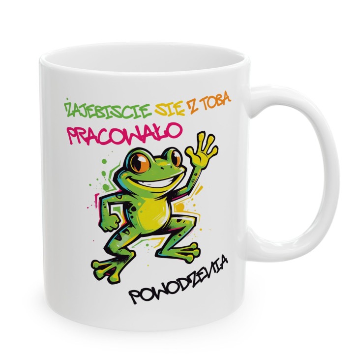 Kubek z nadrukiem „Zajebiście się z Tobą pracowało” – prezent na odejście z pracy