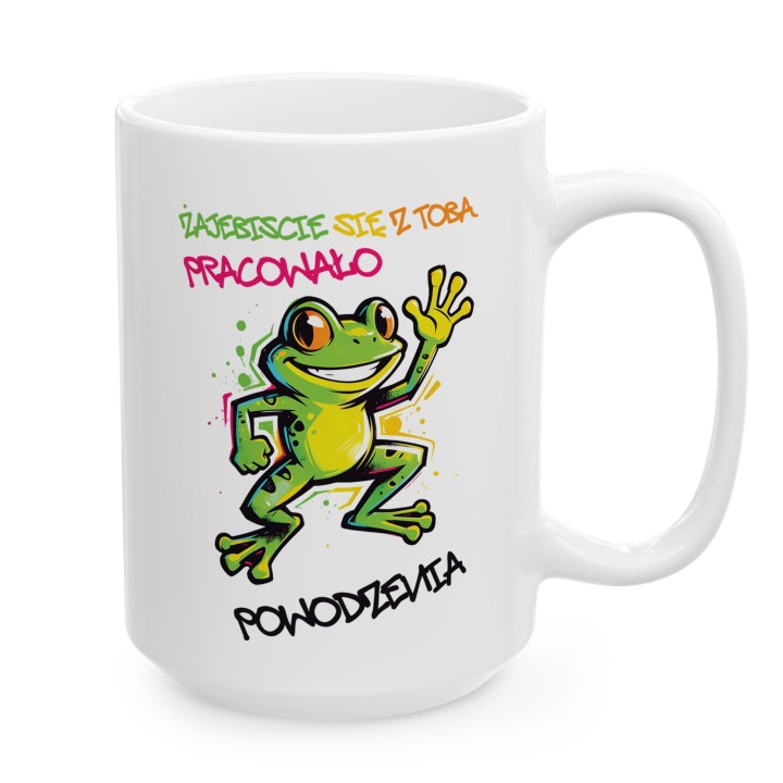 Kubek z nadrukiem „Zajebiście się z Tobą pracowało” – prezent na odejście z pracy