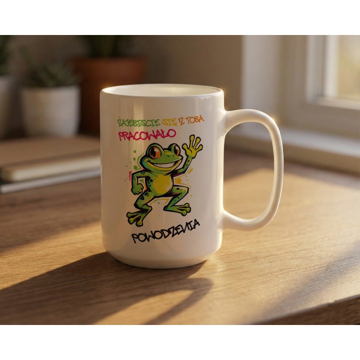 Kubek z nadrukiem „Zajebiście się z Tobą pracowało” – prezent na odejście z pracy