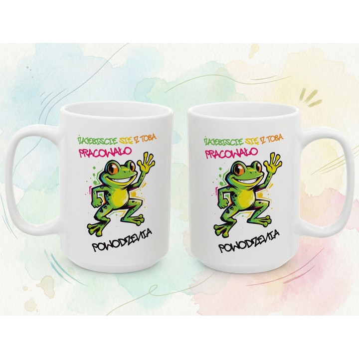 Kubek z nadrukiem „Zajebiście się z Tobą pracowało” – prezent na odejście z pracy