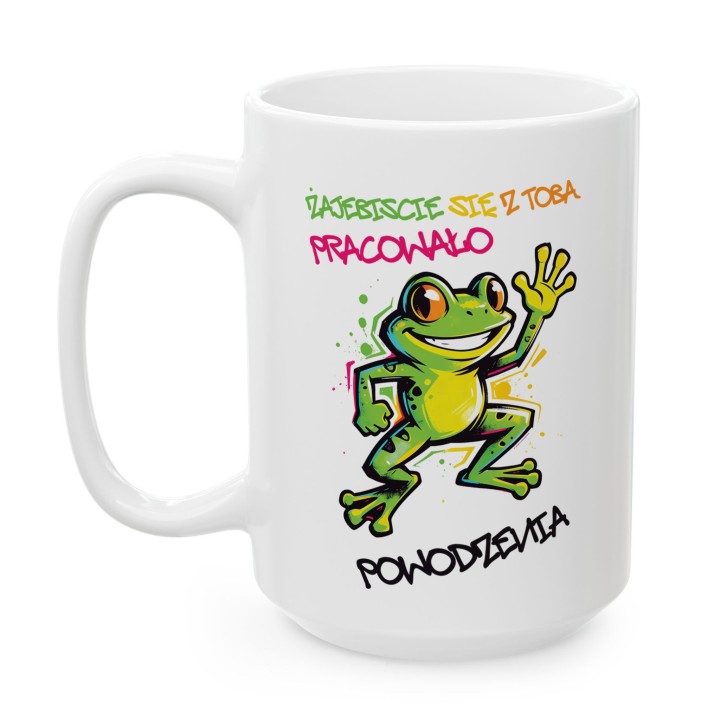 Kubek z nadrukiem „Zajebiście się z Tobą pracowało” – prezent na odejście z pracy