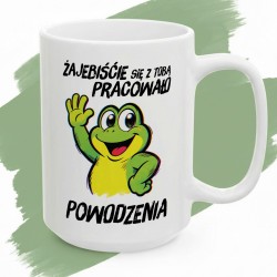 Kubek z nadrukiem Żajebiście się z Tobą pracowało – Prezent pożegnalny dla ziomka z biura