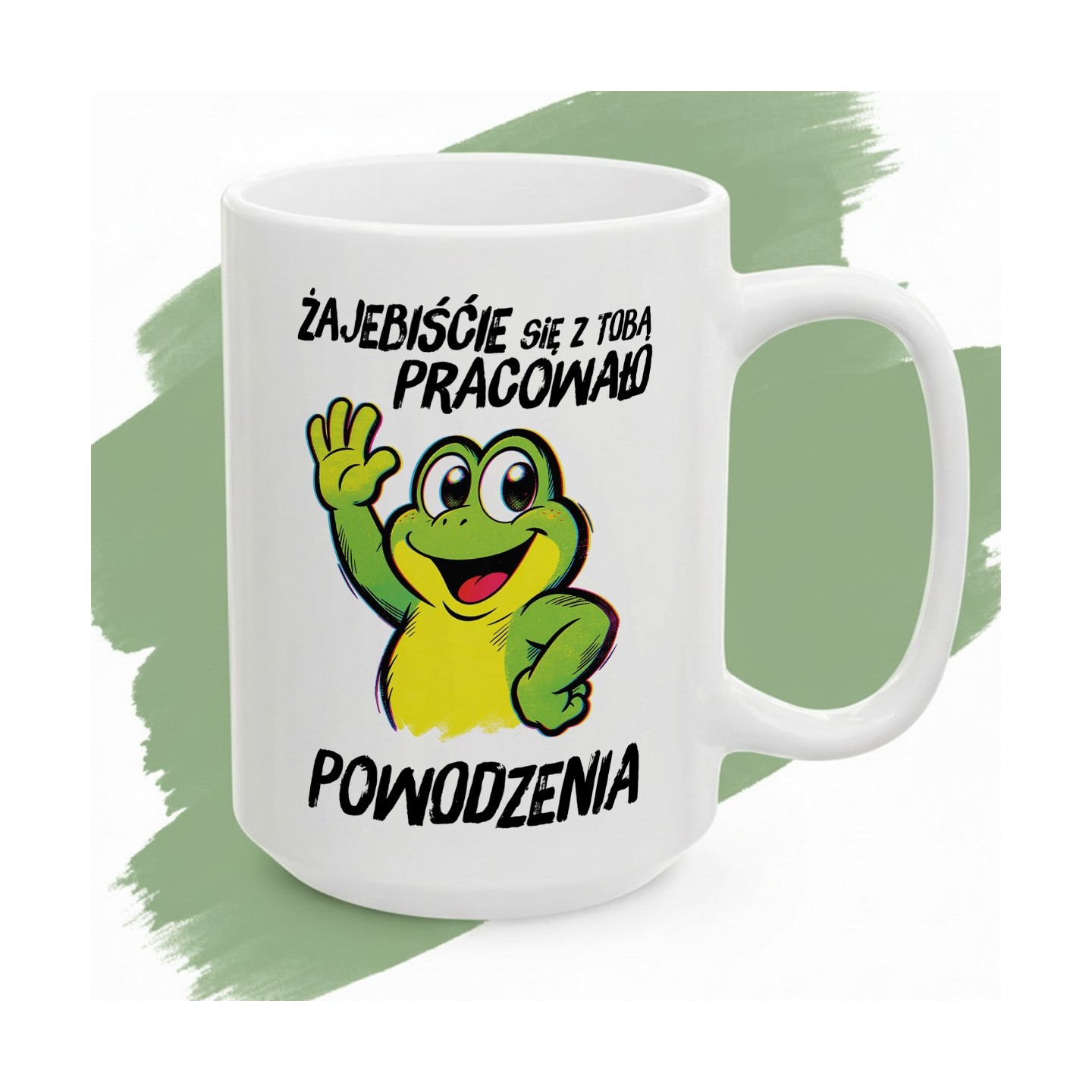 Kubek z nadrukiem Żajebiście się z Tobą pracowało – Prezent pożegnalny dla ziomka z biura