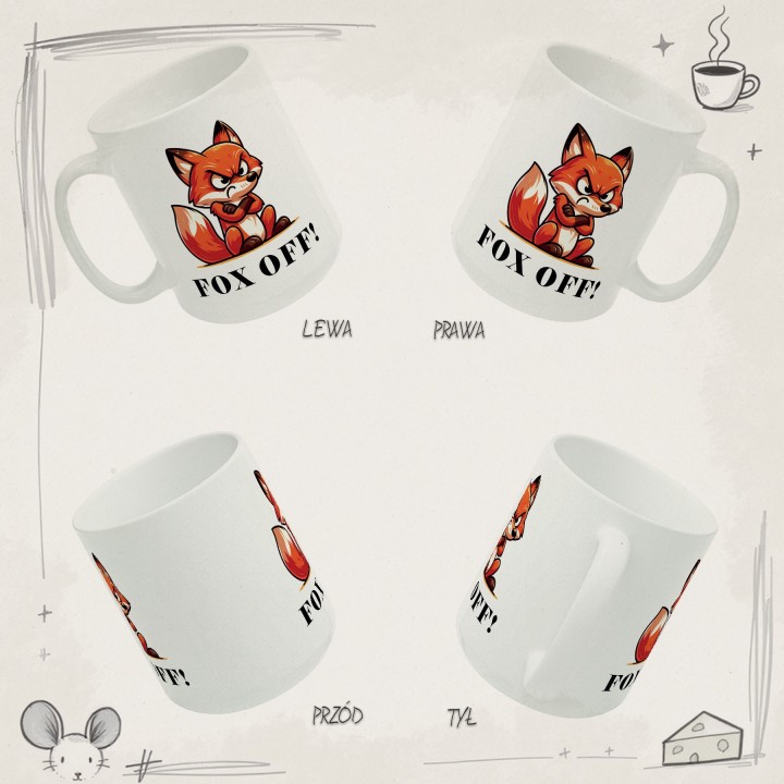 Kubek FOX OFF – dla introwertyków i osób potrzebujących przestrzeni | Wściekły lis z humorem