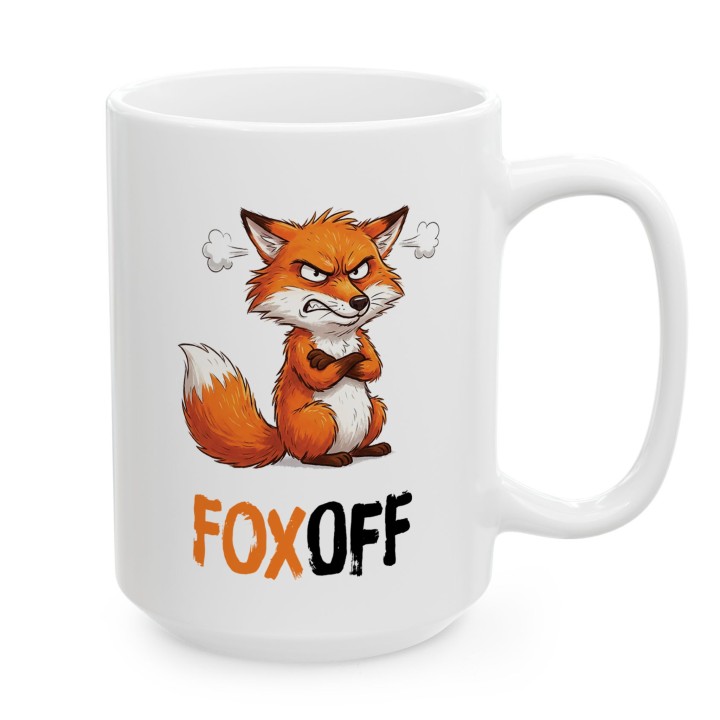Kubek FOX OFF – Śmieszny prezent dla pracownika biura | Wściekły Lis