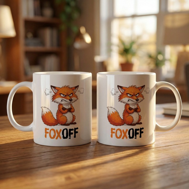 Kubek FOX OFF – Śmieszny prezent dla pracownika biura | Wściekły Lis