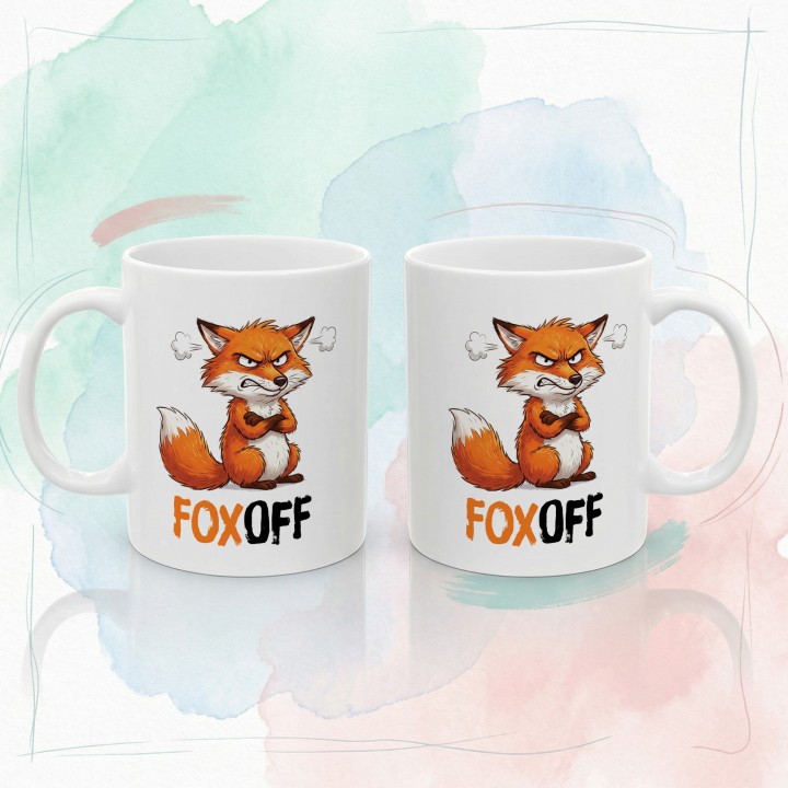 Kubek FOX OFF – Śmieszny prezent dla pracownika biura | Wściekły Lis