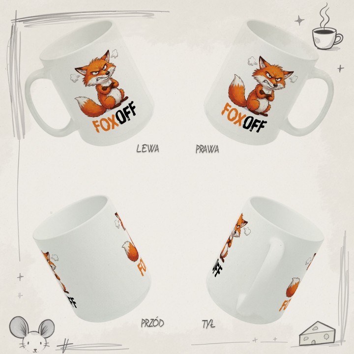 Kubek FOX OFF – Śmieszny prezent dla pracownika biura | Wściekły Lis