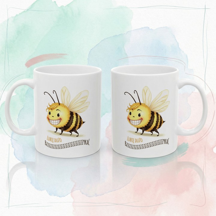 Kubek z nadrukiem Lubię Dużo Bzykać – Śmieszny Prezent z Pszczołą dla Odważnych