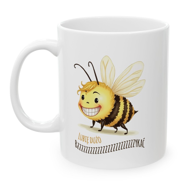 Kubek z nadrukiem Lubię Dużo Bzykać – Śmieszny Prezent z Pszczołą dla Odważnych