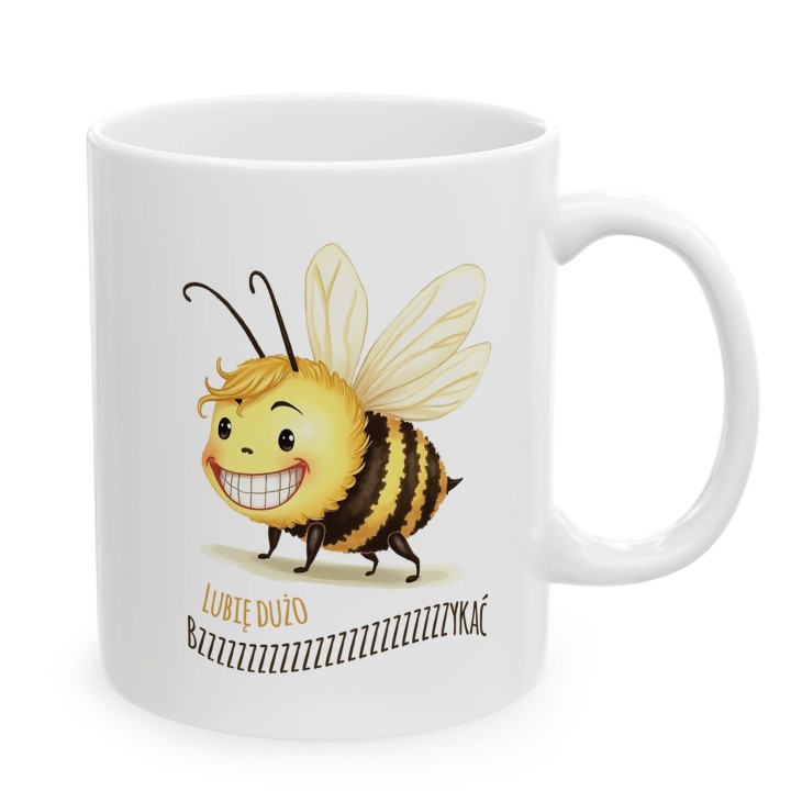 Kubek z nadrukiem Lubię Dużo Bzykać – Śmieszny Prezent z Pszczołą dla Odważnych