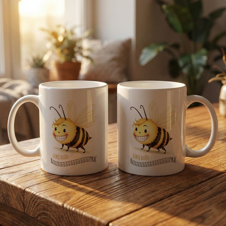 Kubek z nadrukiem Lubię Dużo Bzykać – Śmieszny Prezent z Pszczołą dla Odważnych