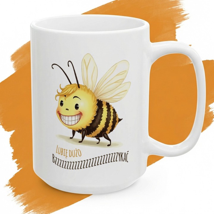 Kubek z nadrukiem Lubię Dużo Bzykać – Śmieszny Prezent z Pszczołą dla Odważnych