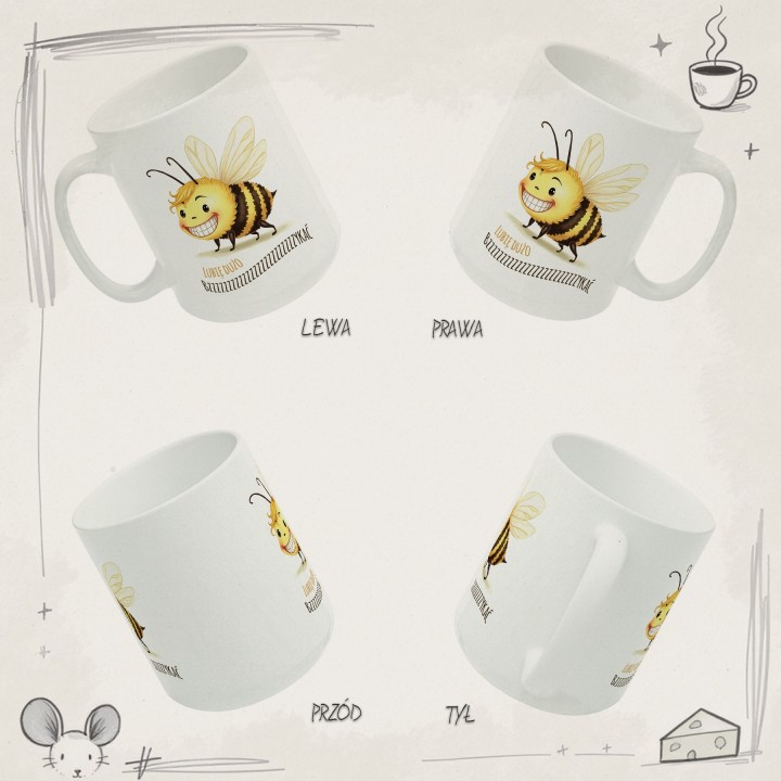 Kubek z nadrukiem Lubię Dużo Bzykać – Śmieszny Prezent z Pszczołą dla Odważnych