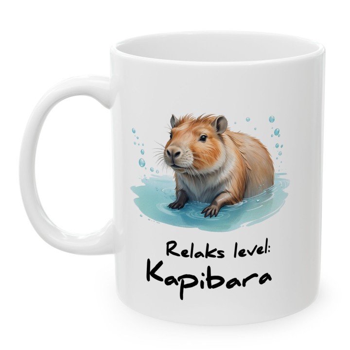 Kubek z nadrukiem Relaks level: Kapibara – prezent antystresowy