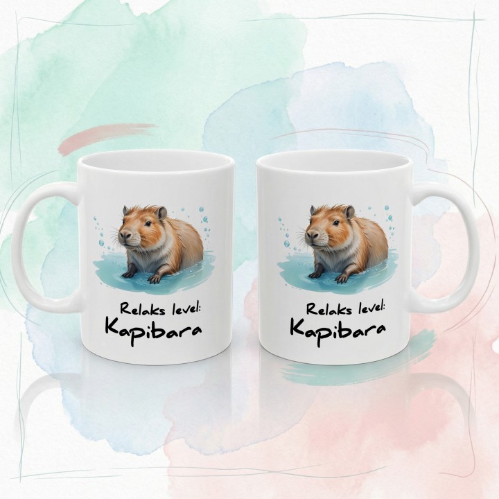 Kubek z nadrukiem Relaks level: Kapibara – prezent antystresowy