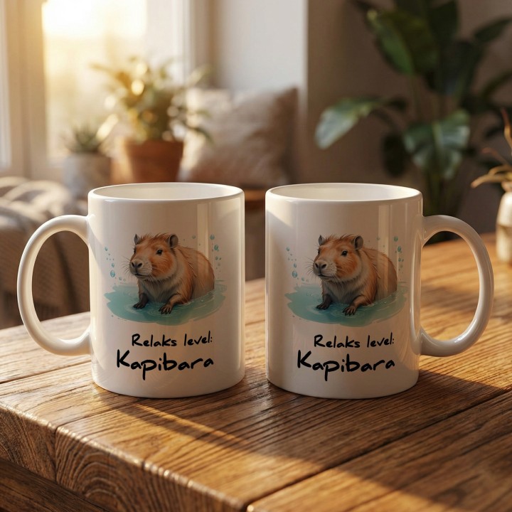 Kubek z nadrukiem Relaks level: Kapibara – prezent antystresowy