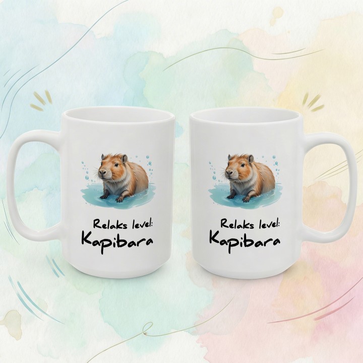Kubek z nadrukiem Relaks level: Kapibara – prezent antystresowy