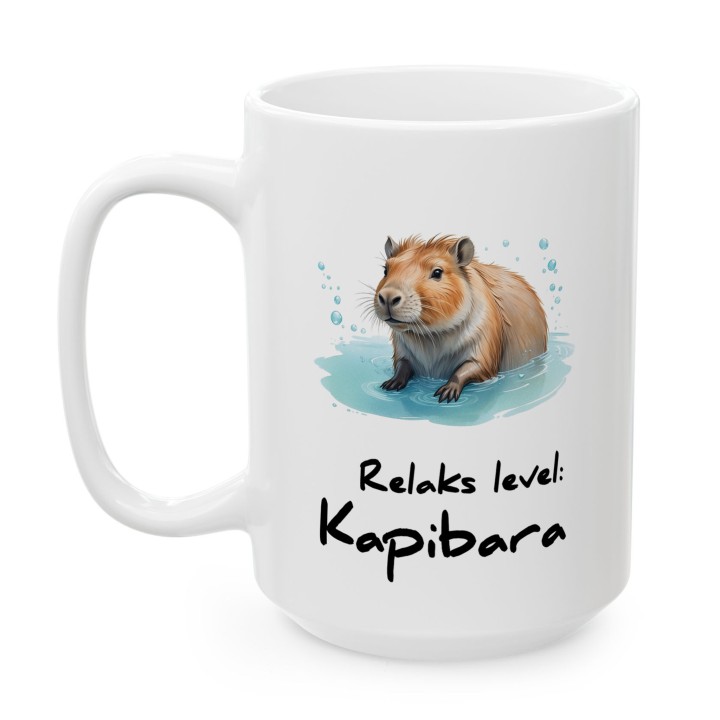 Kubek z nadrukiem Relaks level: Kapibara – prezent antystresowy