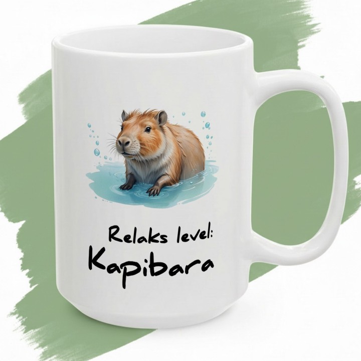 Kubek z nadrukiem Relaks level: Kapibara – prezent antystresowy