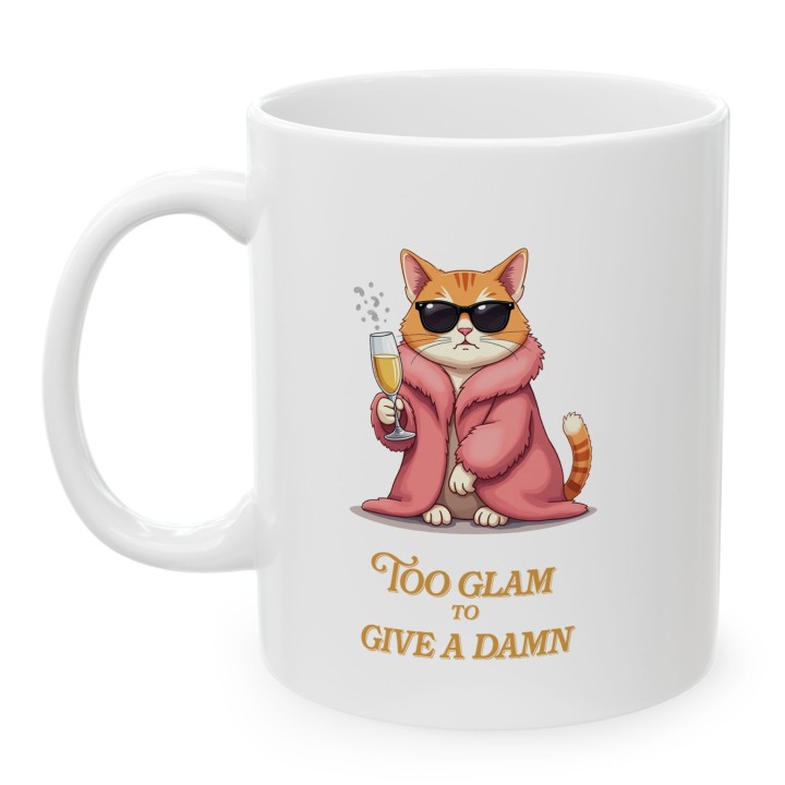 Kubek z nadrukiem Kot Diva Too Glam To Give A Damn Prezent dla Niej