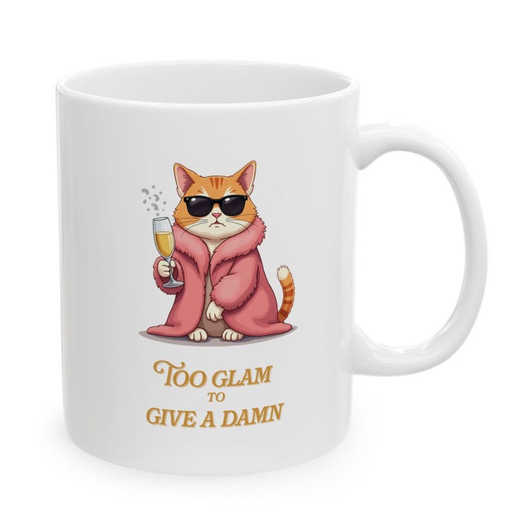 Kubek z nadrukiem Kot Diva Too Glam To Give A Damn Prezent dla Niej