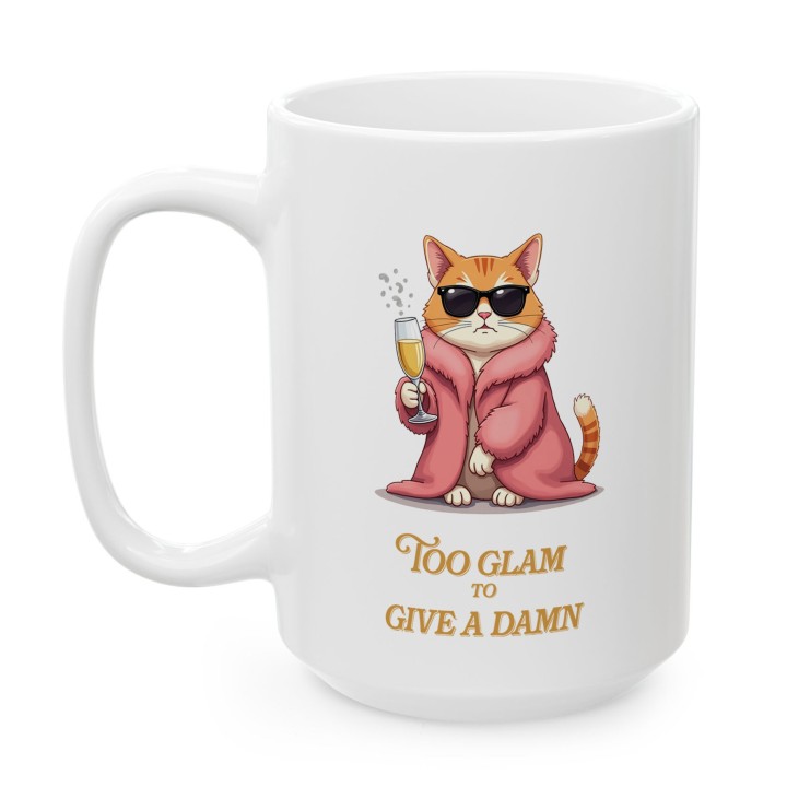 Kubek z nadrukiem Kot Diva Too Glam To Give A Damn Prezent dla Niej