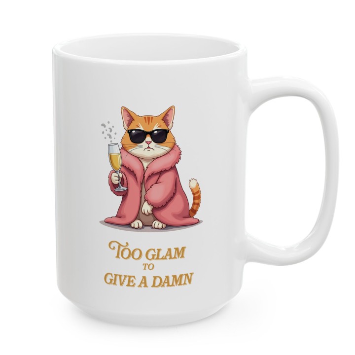 Kubek z nadrukiem Kot Diva Too Glam To Give A Damn Prezent dla Niej