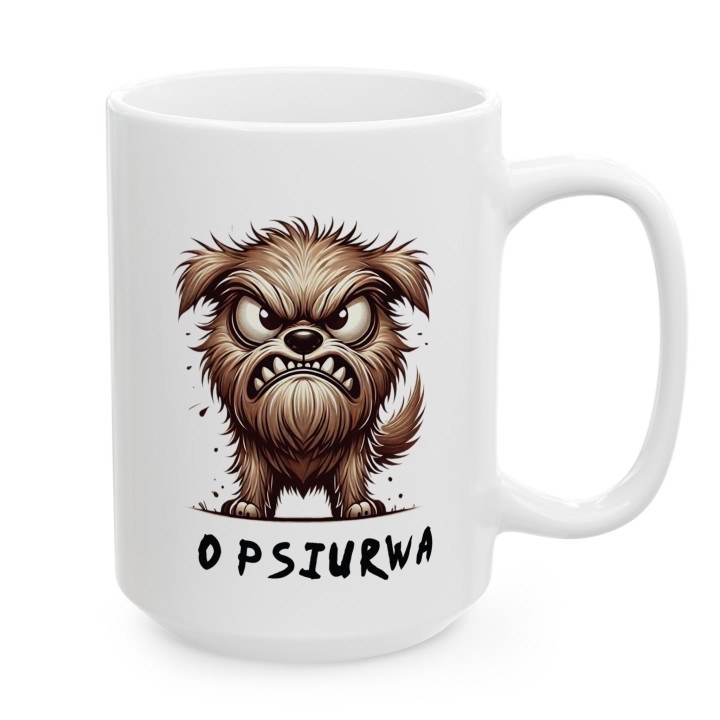 Kubek z nadrukiem Opsiurwa! wulgaryzm w psim wydaniu