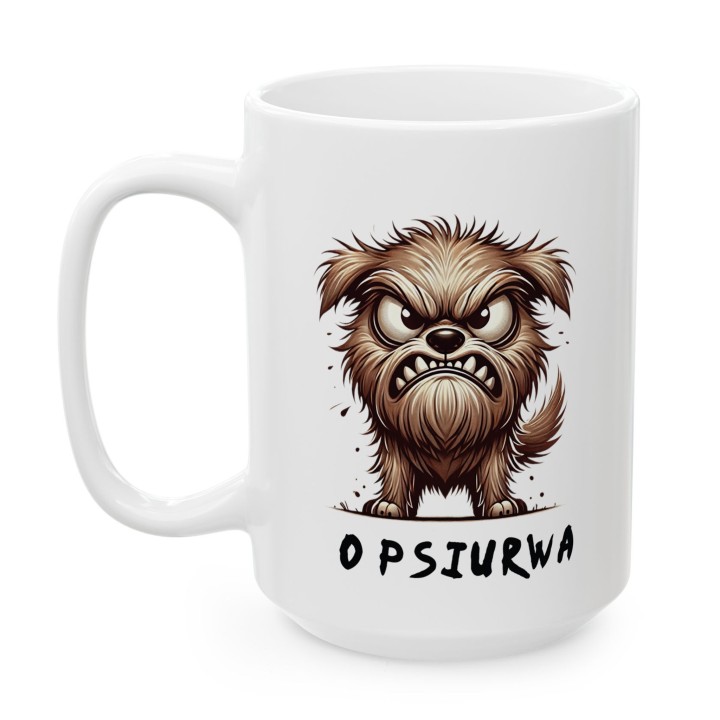Kubek z nadrukiem Opsiurwa! wulgaryzm w psim wydaniu