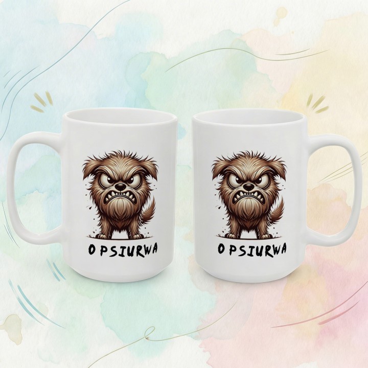 Kubek z nadrukiem Opsiurwa! wulgaryzm w psim wydaniu