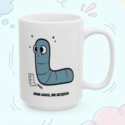 Kubek z nadrukiem Ufam logice, nie szczęściu – Robacze życie Analityk