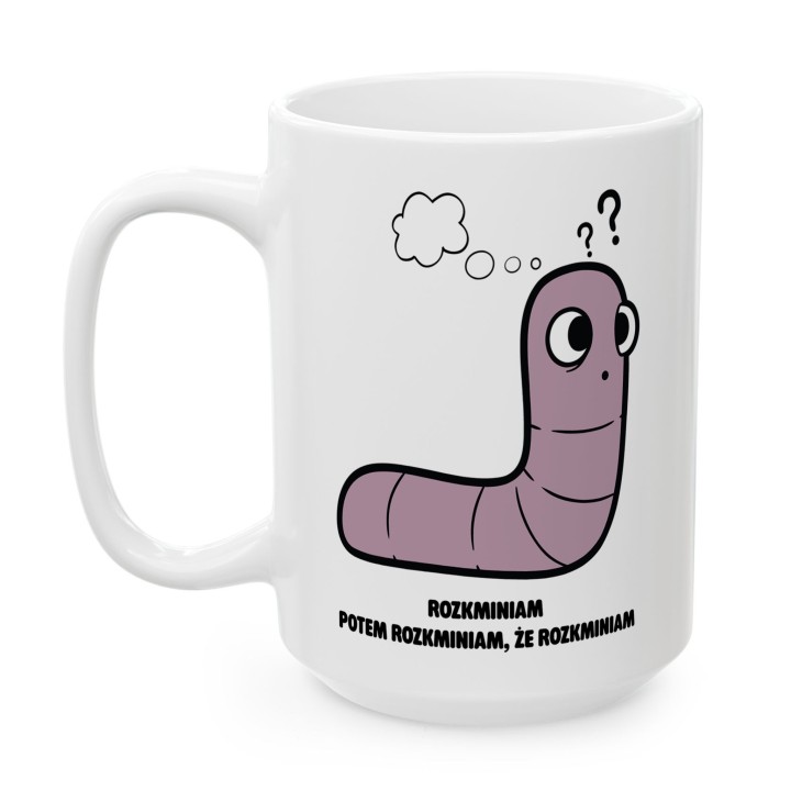 Kubek z nadrukiem Ufam logice nie szczęściu | Prezent dla analityka Robacze życie