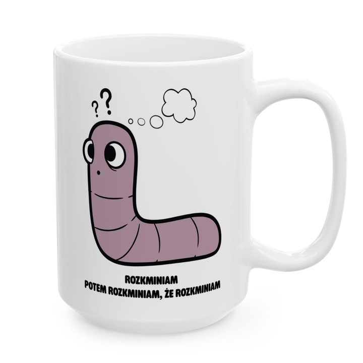 Kubek z nadrukiem Ufam logice nie szczęściu | Prezent dla analityka Robacze życie