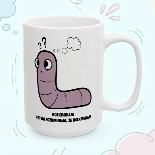 Kubek z nadrukiem Ufam logice nie szczęściu | Prezent dla analityka Robacze życie