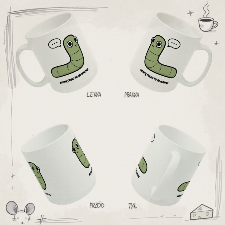 Kubek z nadrukiem Mówię tylko to co istotne | Prezent dla introwertyka Robacze życie