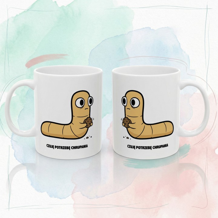 Kubek Typowy Robak Czuję potrzebę chrupania | Prezent dla podjadacza