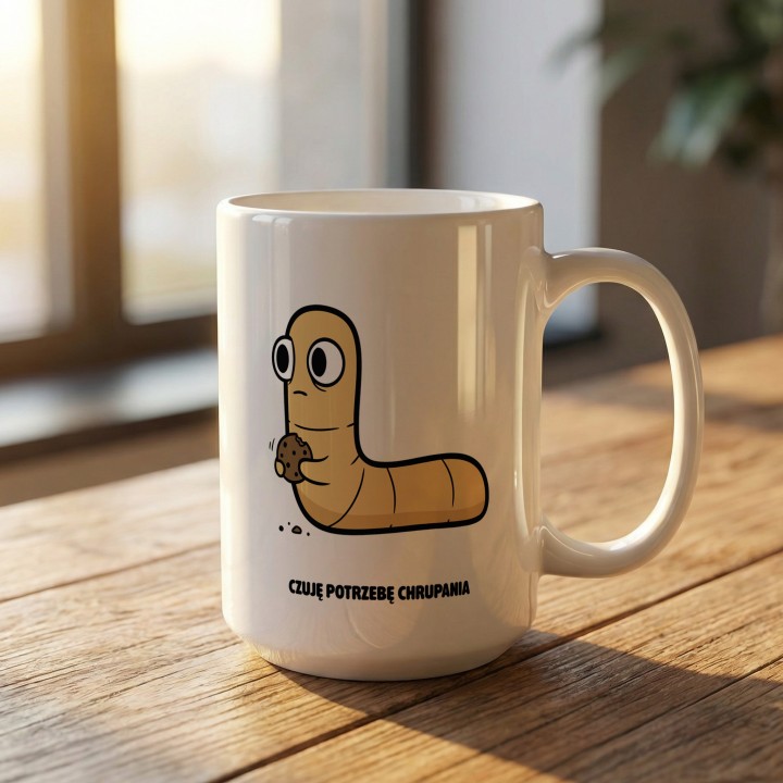 Kubek Typowy Robak Czuję potrzebę chrupania | Prezent dla podjadacza