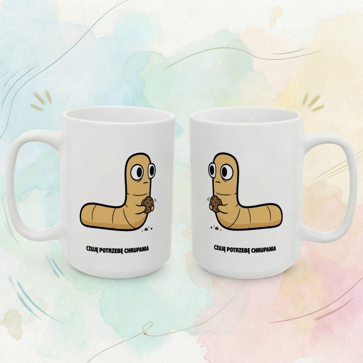 Kubek Typowy Robak Czuję potrzebę chrupania | Prezent dla podjadacza
