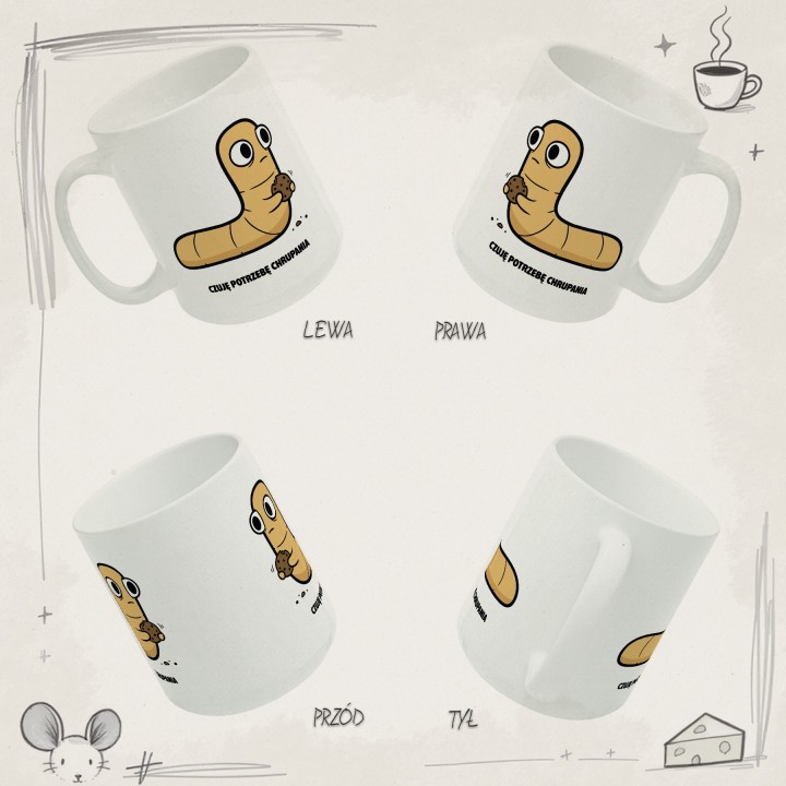 Kubek Typowy Robak Czuję potrzebę chrupania | Prezent dla podjadacza